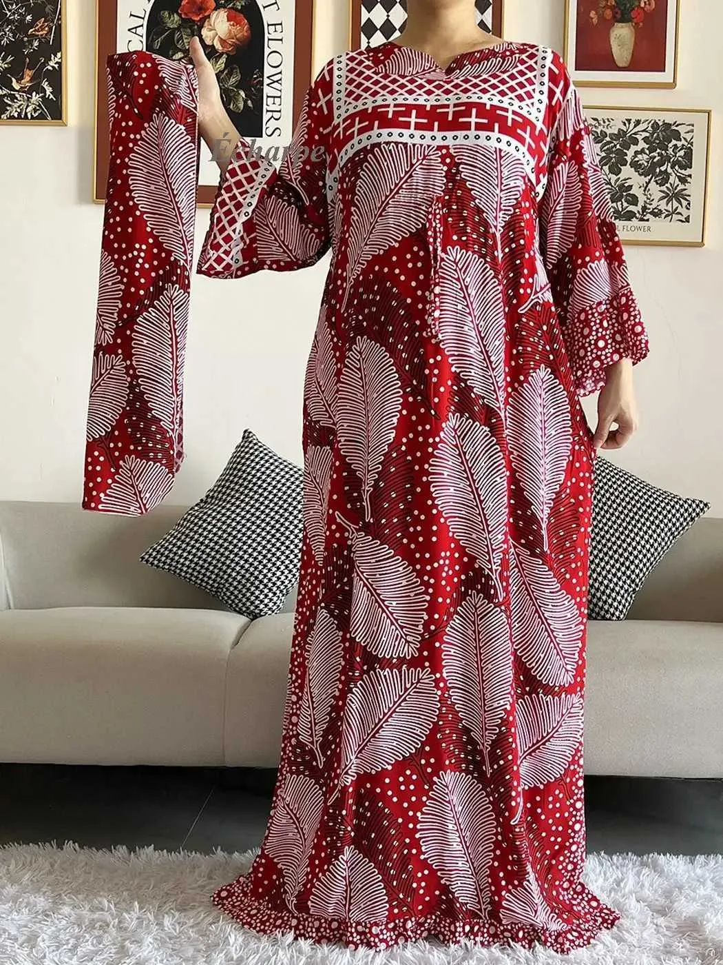 chinese dress ladies NUNA AFRICAN PRINT MAXI DRESS (LONG SLEEVES ) – UNIQUE AFRIQUE main image 0