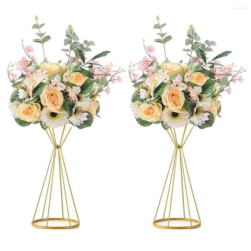 Vases Gold Geometric Wedding Centerpieces Table Flower Metal Vase Stands Decorations