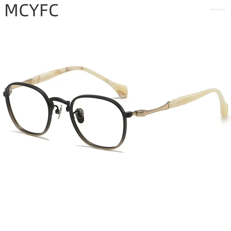 Lunettes de soleil Frames McYfc Titanium Acétate Glasse-Cadre pour hommes Designer japonais Lens ovale non sphérique Myopie Prescription Cédynamismes