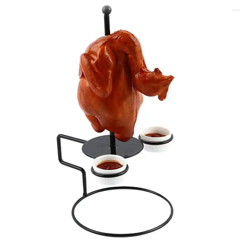 Assiettes Rack de poulet pour gril fumeur entier porte-acier en acier inoxydable avec sauce