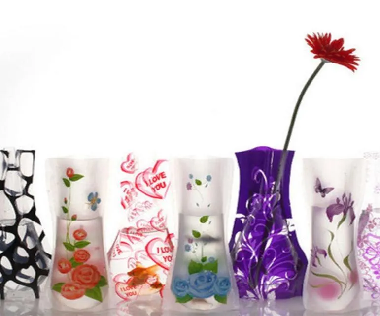 1227cm Creative Clear Ecofriendly Foldable Folding PVC Flower Vase Unbreakable Reusable Home Wedding Party Decoration wen70526419668