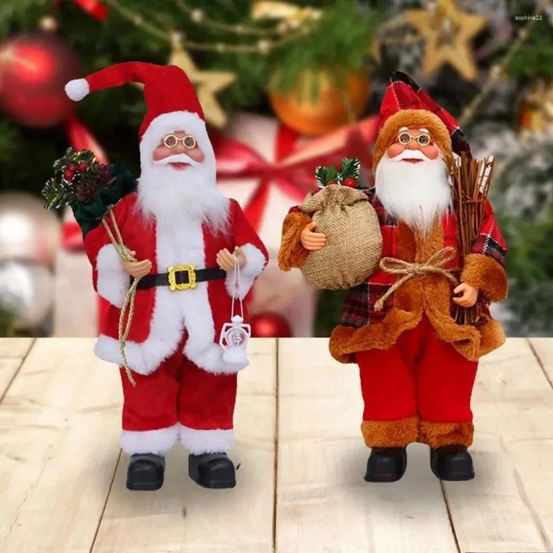 Figurines décoratives Santa Claus miniature autonome Free Plastic Desktop Decor Multi-style Figure pour le salon