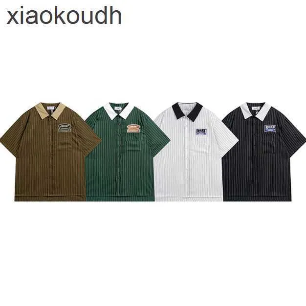 Rhude high-end designer kleding voor 2024 Meichao Nieuwe lente/zomer verticale streep poloshirt geborduurde letterzak met korte mouwen T-shirt met 1: 1 originele labels