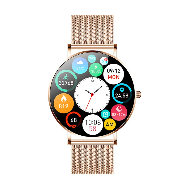 T8 Fashion Sports Watch Ultra-Thin Heart Rate Blood Pressure Waterproof Smart Watch 43mm