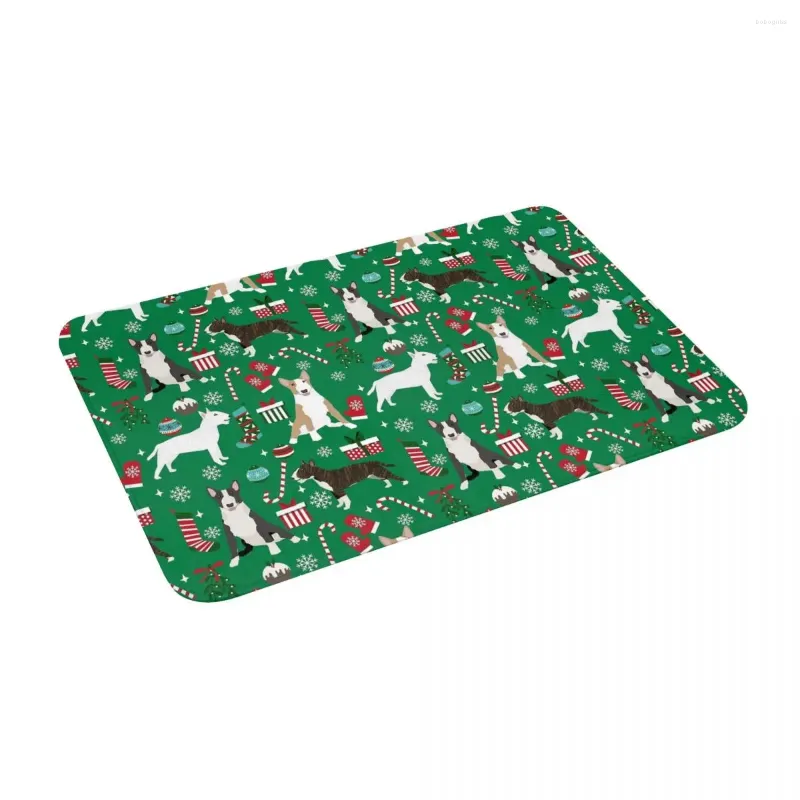 Carpets Dogs In Christmas 24" X 16" Non Slip Absorbent Memory Foam Bath Mat For Home Decor/Kitchen/Entry/Indoor/Outdoor/Living Room