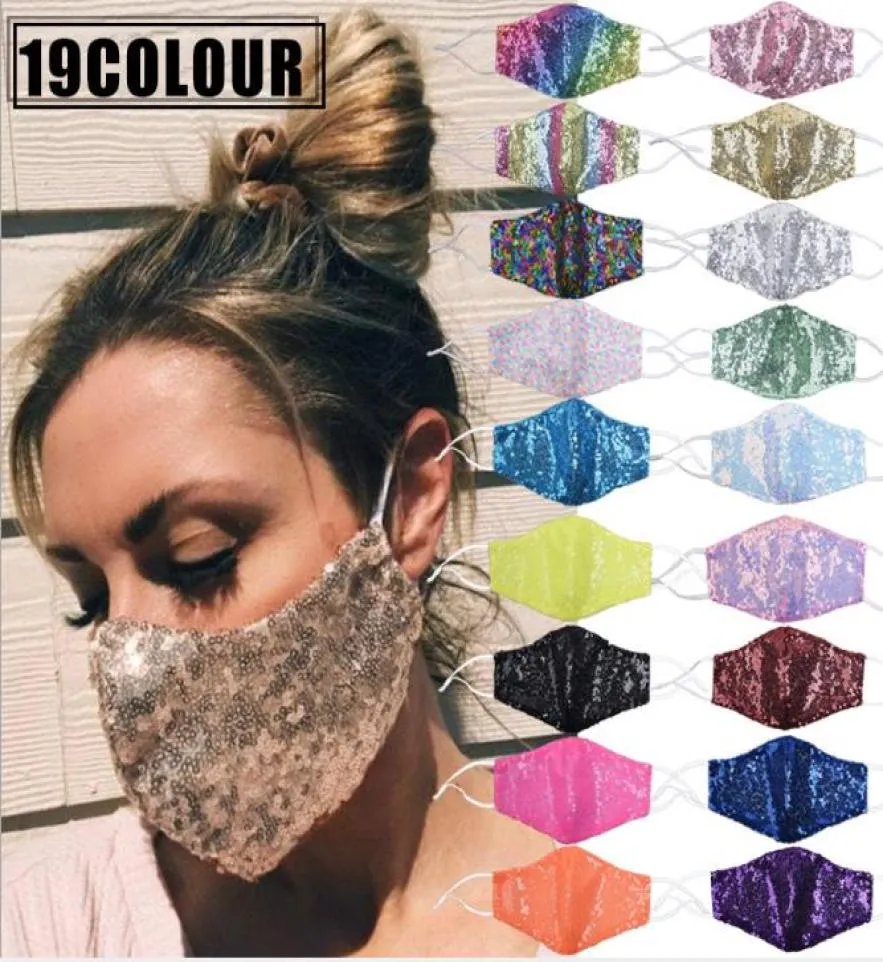 Sequin Safe Breathing Mouth Masks Collapsible Respirator Anti Dust Breathable Face Mask Multi Color Fashion Designer Masks7252692