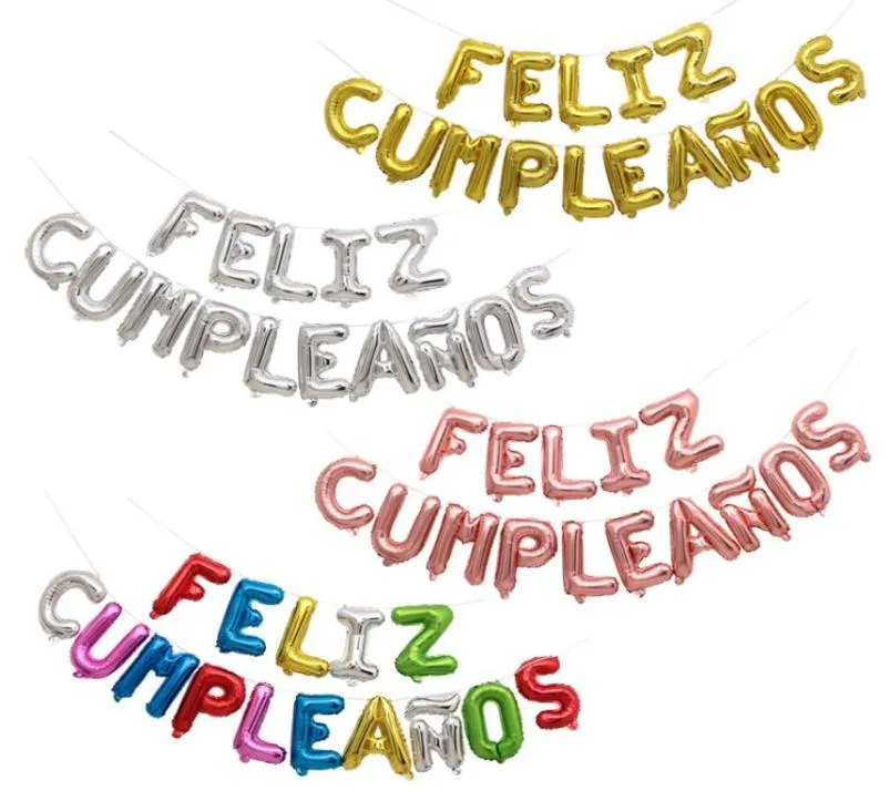 16 pouces Imitation Spanish Beauty Happy Birthday Balloon Suit Feliz Cumpleanos Letters Balloon Combo Y01079925575