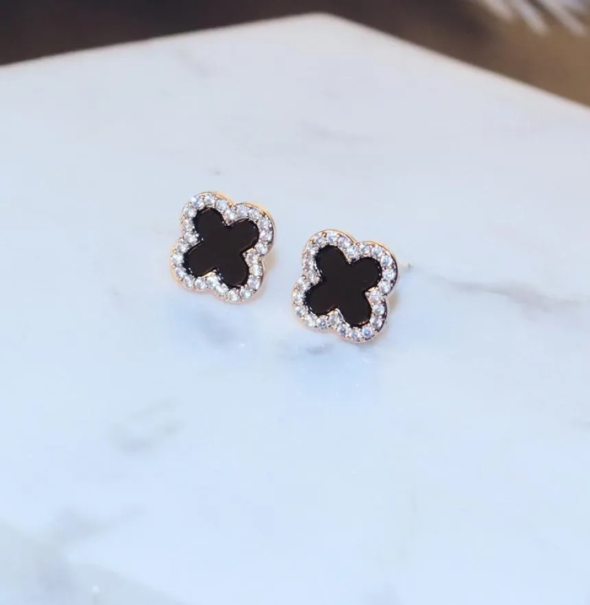 Agood fashion earrings for women black clover earing stud 925 sterling silver pin high quality5559113