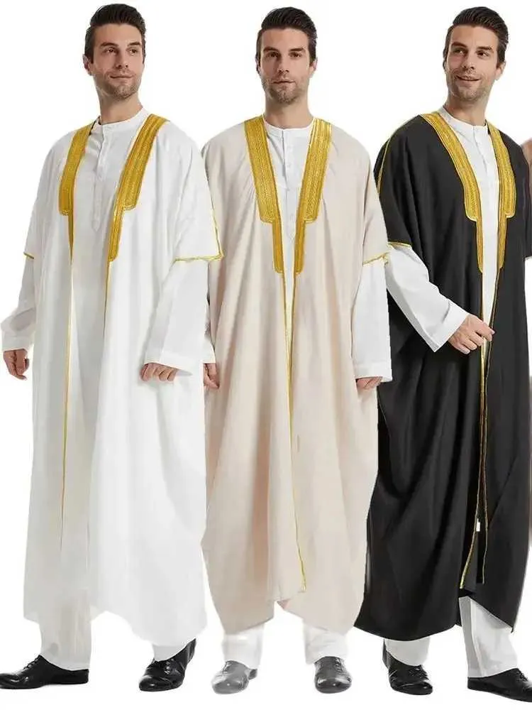 Ethnische Kleidung Ramadan Ka Offene muslimische Mode Kimono Abaya Dubai Türkei Arabischer Islam Abayas für Gebetskleidung Männer Robe Musulmane Hombre T240510