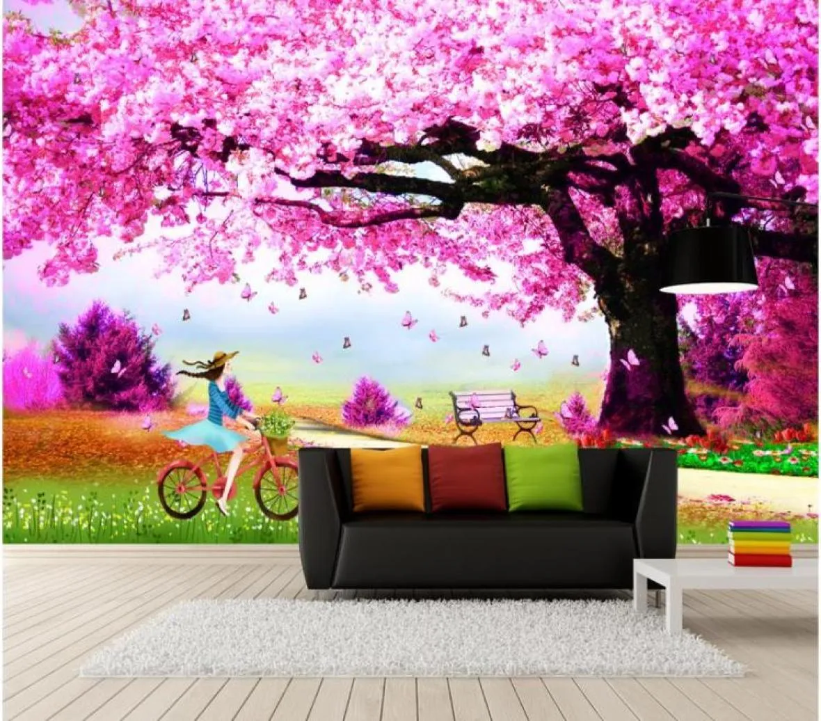 Duvar Kağıtları Ev Dekor Tasarımcıları Sakura Tree Düğün Odası Karikatür Durum Huralları Duvar Kağıdı Kuşları Flower9181081