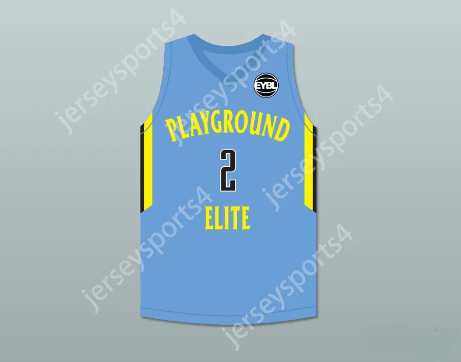 Custom Nay Mens Youth / Kids Tyler Herro 2 Playground Elite AAU Blue Basketball Basketball avec Patch Top Centred S-6XL