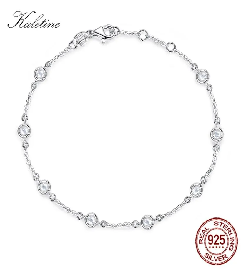 Kaletine Women Bracelet 925 STERLING Silver Clear CZ Custom Bracelets For Women White Gold Color Charm Pride Jewelry KLTB0965809829