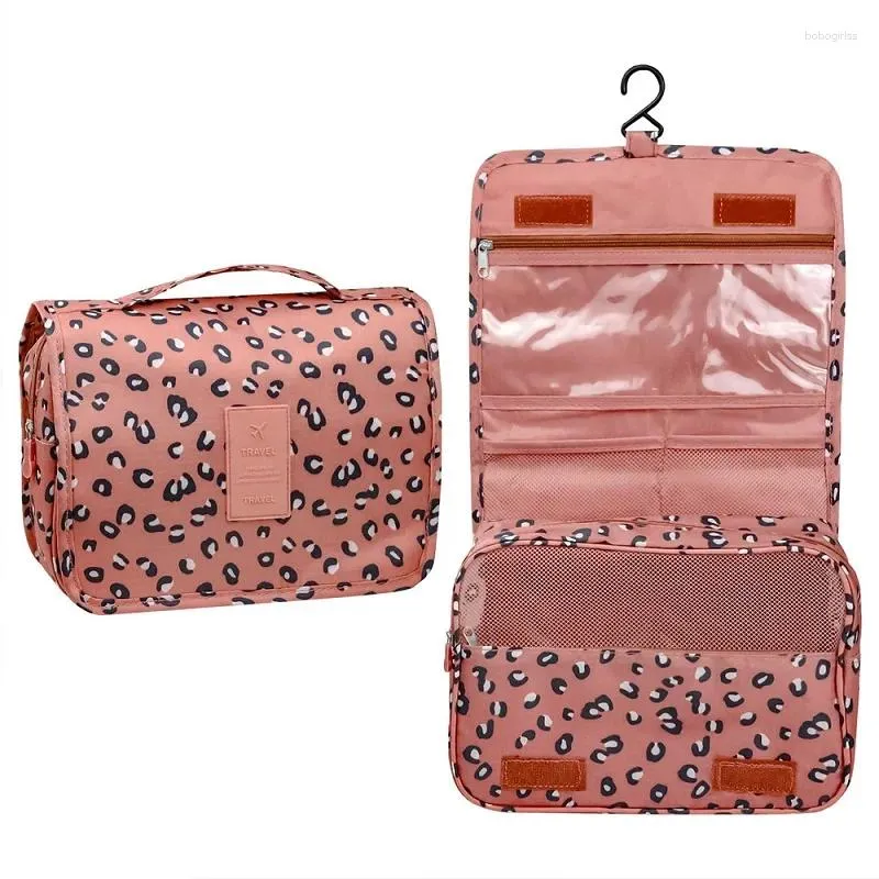 Sacs de rangement suspension des sacs de toilette maquilleur de grande capacité Organisateur de voyage féminin maquillage sachet imperméable Boîtes accessoires