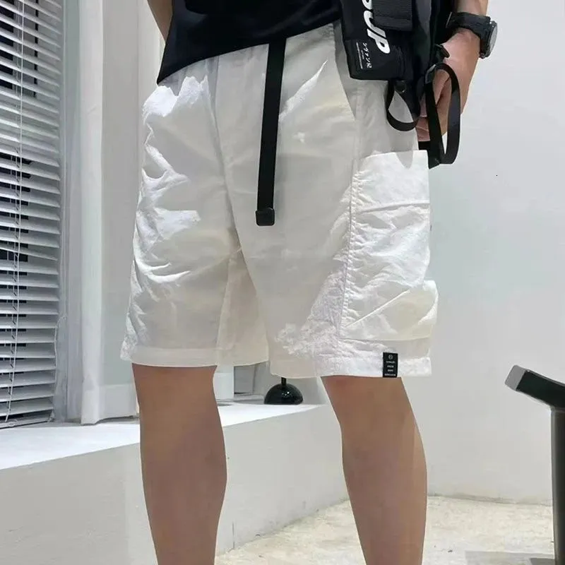 Mens Cargo Shorts with Draw String Male Bermuda Short Pants Solid Luxury Summer Comfortable Vintage Casual Elastic Waist Nylon 240506