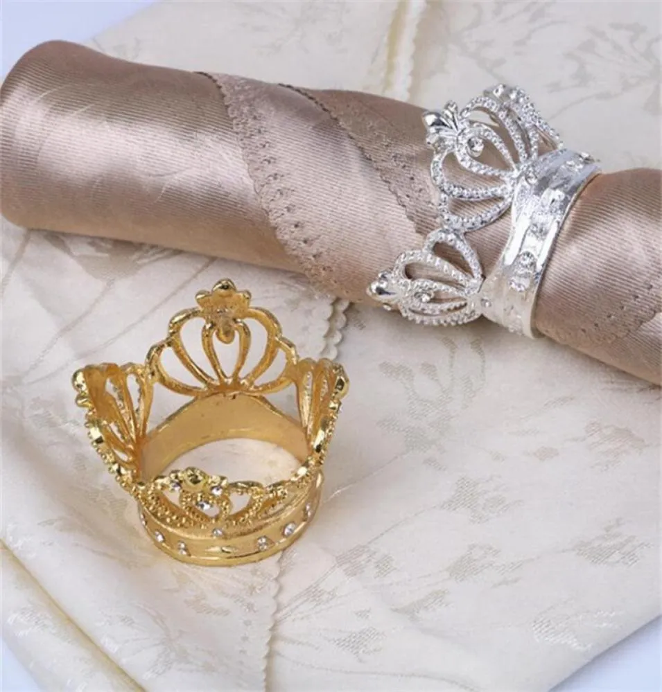 Taç Peçete Yüzüğü Metal Taç şekli, ev düğün masası dekorasyonu için elmas peçete tutucu ile taç şekeri
