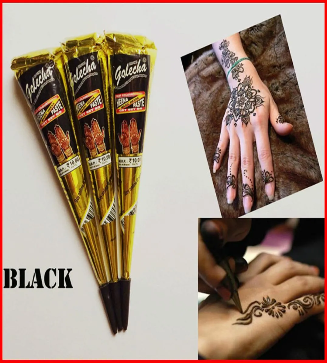 Pâte de tatouage au henné indien noir peinture art du corps mini pâte de henné naturelle pour dessin de corps tirage temporaire sur le corps6956467