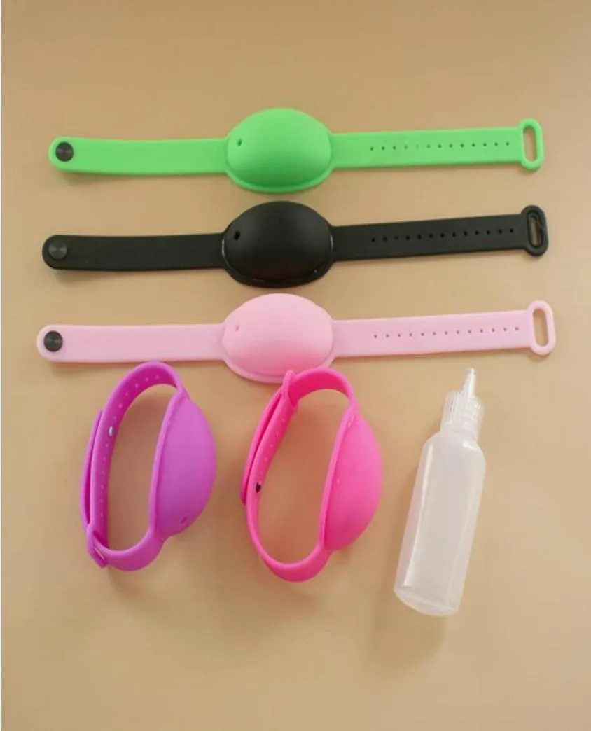 Riempitore di braccialetti per disinfettatore per disinfettante per le mani in silicone con bottiglia vuota Accetta il logo personalizzato riutilizzabile e regolabile bracciale1394973