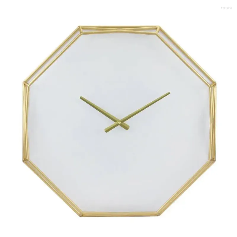 Relógios de parede 22 "Gold de metal geométrico de metal branco operação da bateria moderna decoração de casa do octógono 22x22 polegadas tamanho interno analógico interno