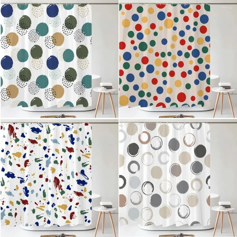 Tende doccia semplici tende cerchio tende moderne in stile minimalista in tessuto polyster stampato decorazioni per la casa con ganci