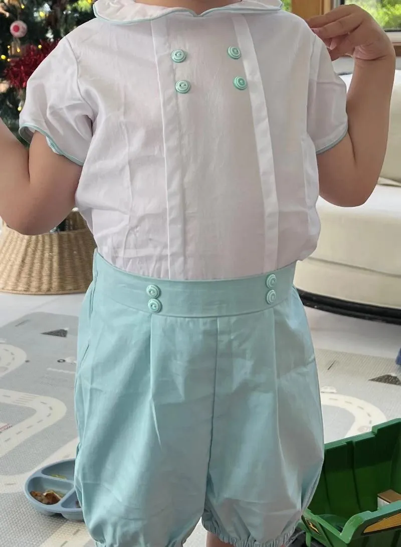 Vêtements de vêtements bébé garçons pour tout-petit costume de chemise blanche short vert frère soeur assorti des vêtements ensemble tenue de mariage