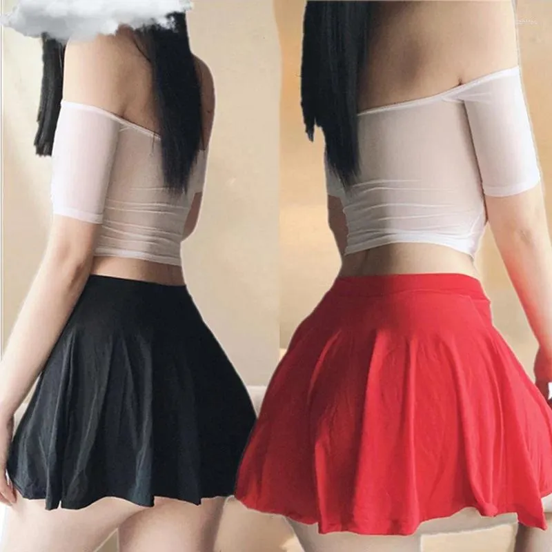 Skirts JOINFUN Sexy Transparent Mini Short Skirt Black Low Waist A-Line Pleated For Woman White Night Club Wear Party