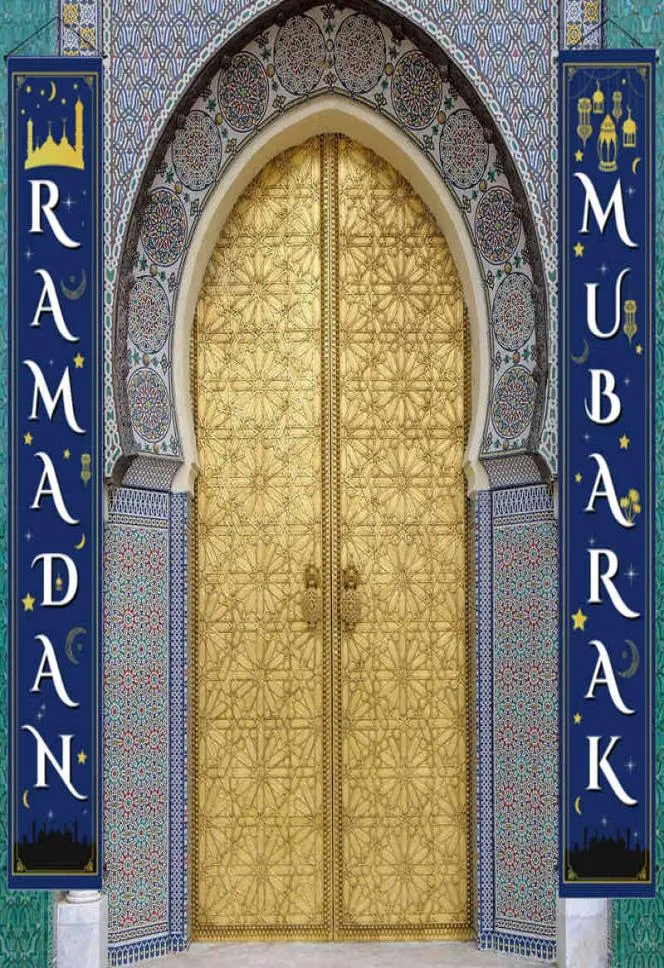Eid Mubarak Door Porch Banner suspendu Garland Flag Muslimic Eid Ramadan Kareem Festive Home Decor4640208