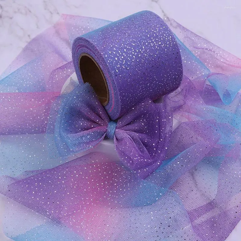 Decorazione per feste 5yards da 6 cm per tulle morbido a rete iridescente nastro fai -da -te artigianato artigianale dot bowknot matrimoniale decorazioni di compleanno tessuti in tessuto