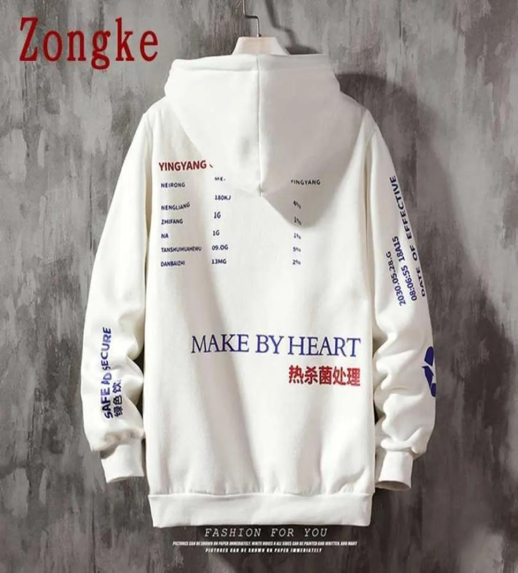 Zongke 2021 Çin Elemanları Harajuku Hoodie Erkekler Giyim Men039S HOODIES Hip Hop Erkek Sweatshirt Japon Sokak Giyim M5XL Y083823423