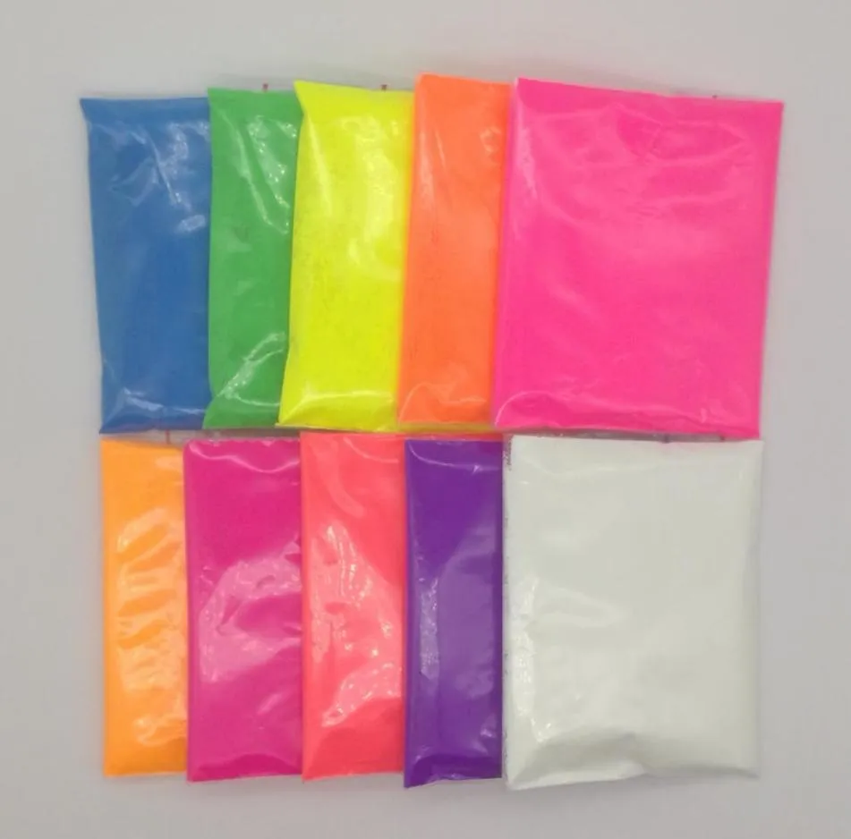 10 g pro Farbe gemischte 10 Farben Fluoreszenzpulverpigment für Farbe Kosmetische Seife Neonpulver Nagel Glitter7426281