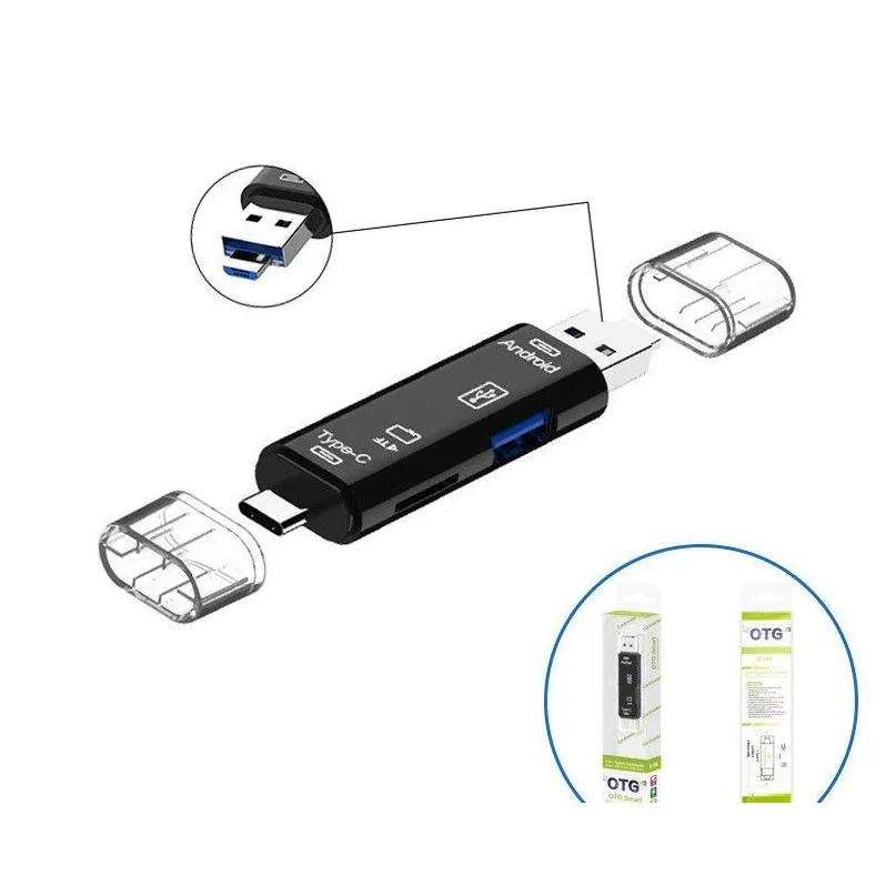 パッケージ5の1 mtifunction USB 2.0タイプC/USB/MICRO USB/TF/SD READER OTG ADAPTER携帯電話ドロップ配信OT5TVを持つメモリカードリーダー