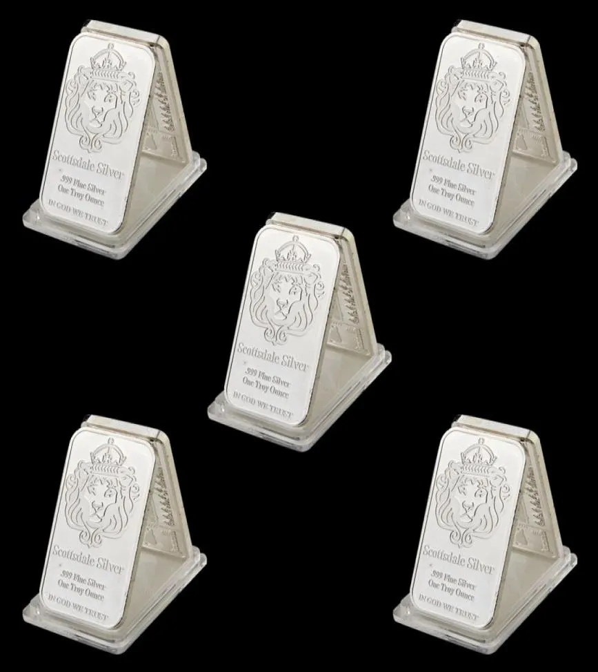 5pcs Rare 999 Fine Silver One Troy Ounce USA sdale Craft 1oz Silver Plated Metal Souvenir Bullion Bars8649951