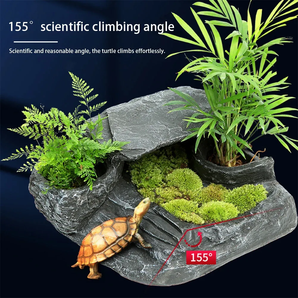 Turtle Banding Platforma Hideout Cave House Platforma Drzewo Tree Rock Aquarium Tank Ornament Krajobrazowy Dekorat Habitat 240507