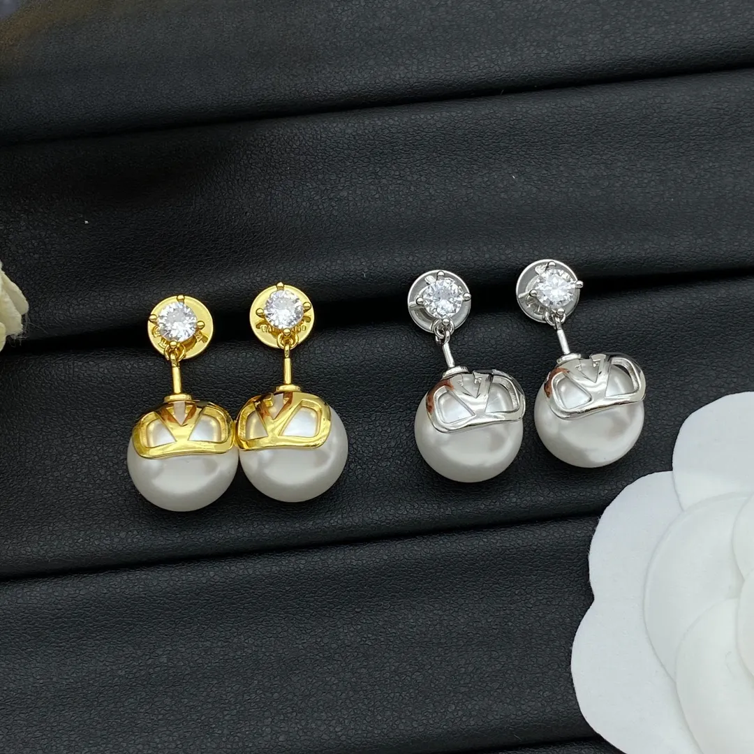 Orecchini designer marchio di lusso 18k oro oro di alta qualità marca di marca di ronzia di rinestina per le donne per le donne cassetta regalo per matrimoni