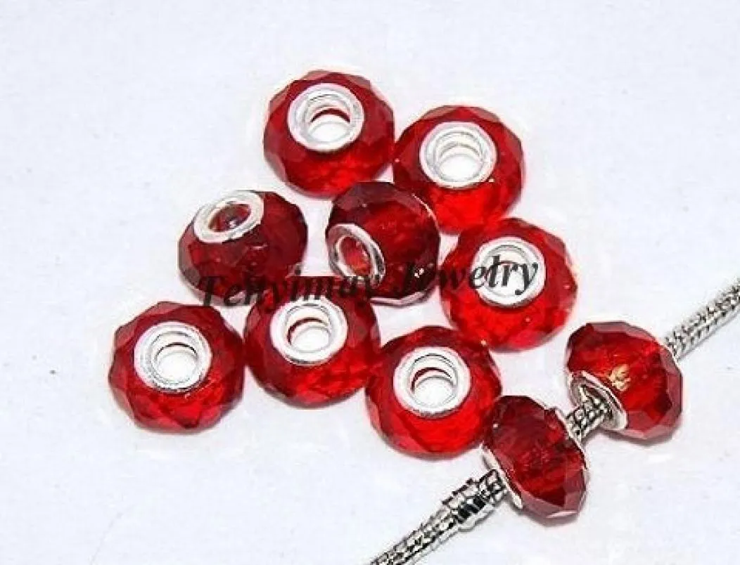 Perles entièrement en verre à facettes rouges entières pour bracelet perlé bricolage 9788716