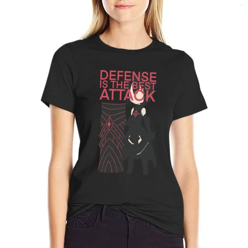 Polos de femmes Bofuri personnages de Maple Quotes Defense est le t-shirt d'attaque vêtements mignons drôles t-shirts pour les femmes