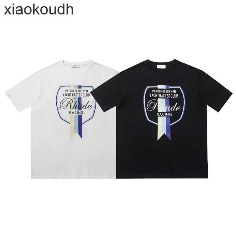 Rhude high-end designer T-shirts voor vlaggedrukte korte mouw t-shirt mode korte mouw ronde nek mannen en dames paar korte mouw t-shirt met 1: 1 originele labels