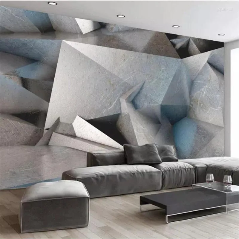 Fonds d'écran Wellyu Murale personnalisée 3d PO POPER WALLAPE European Restro Geométrique Restaurant Industrial Wind Living Room TV Fond.
