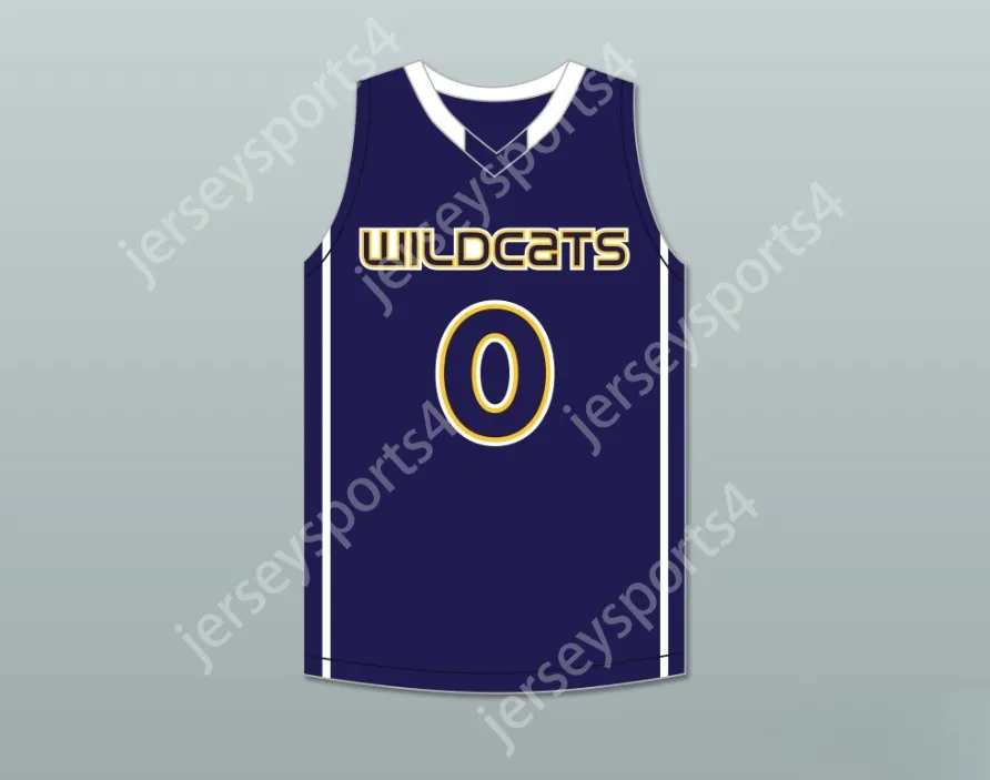 Custom Nay Mens Youth / Jaylen Brown 4 Wheeler High School Wildcats Navy Blue Basketball Jersey 2 Top cousé S-6XL