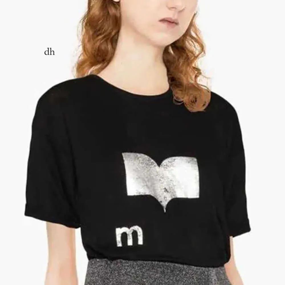23SS Isabel Marant Women Designer Tshirt New Fashion Letter SQUIN Printing Straight Tube Casual Pullover Sports Top Beach Tees 81