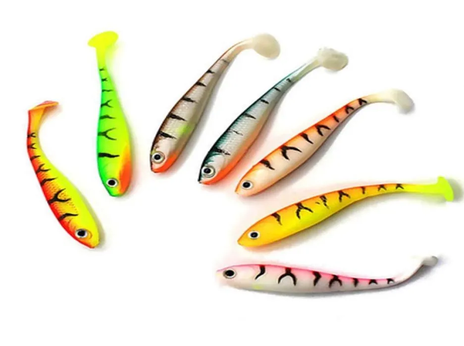 5pcslot 7cm 21g Soft Lures Silikonbete 3D -ögon med paddel t svans för fiske havsfiske pva swimbait wobblers artificiell tac3859343