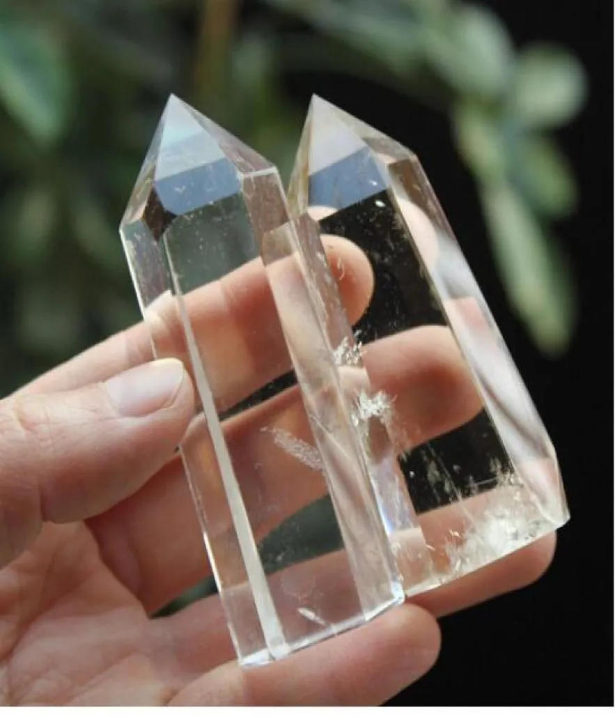 2 PCS Clear Quartz Crystal Wand Natural Point Healing01234903308