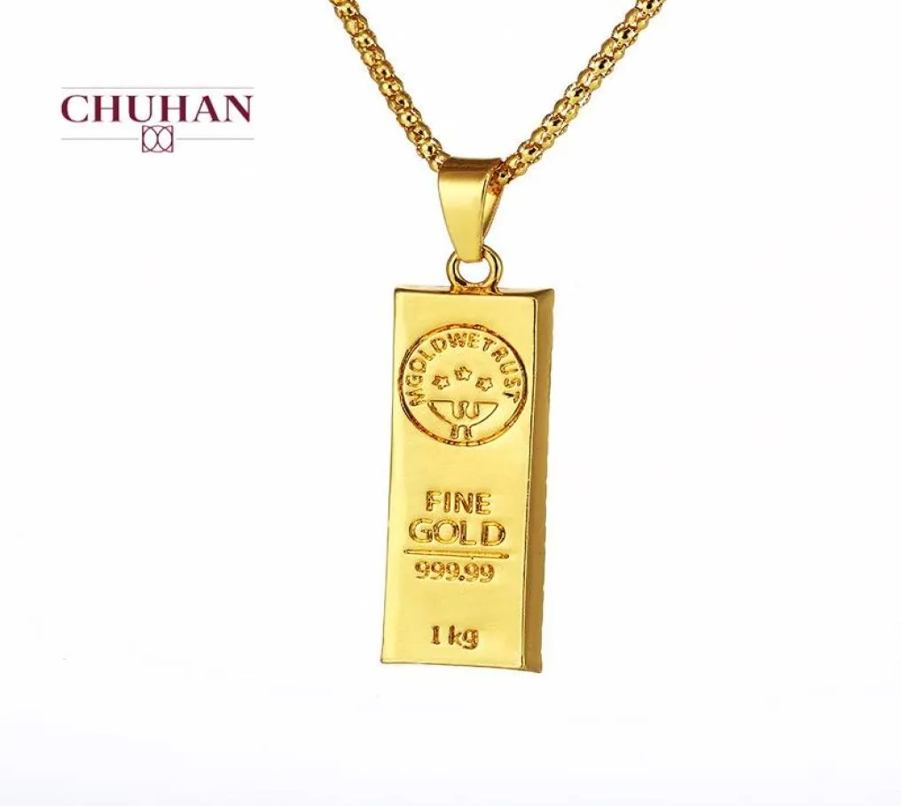 Chuhan Gold Bar Shape Pendante Collier Hip Hop Chains Fashion Bijoux pour femmes Gift Birthday C3997314937