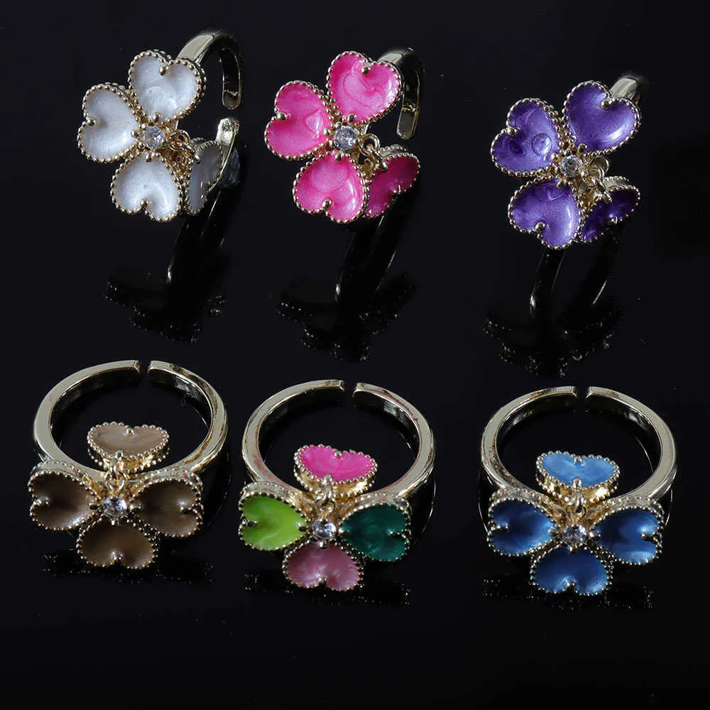 Famous Designer Rings for Lover 18K Gold Colorful Love Flower Design Anello con anelli rossi con Vanley comune