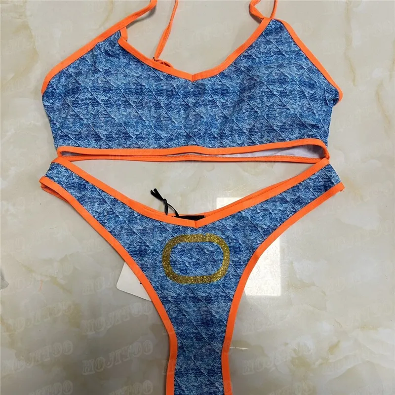 Baddräktdesigner bikini för kvinnor desig halter vadderad badkläder kvinnor sexig bh thong underkläder set