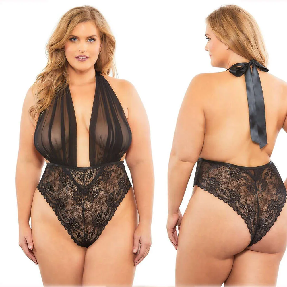 Leuke lingerie, oversized dameshalshangend, vastbinden, uit één stuk gaas, perspectief lingerie