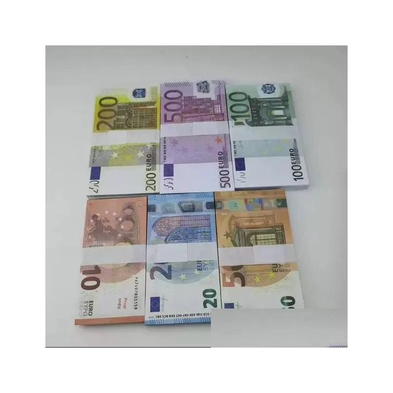 Autres fournitures de fête de fête 2022 Prop Money Toys Dollar Euros 10 20 50 100 200 500 Commémorative Fake Notes Toy for Kids Christmas Gi Otg3a