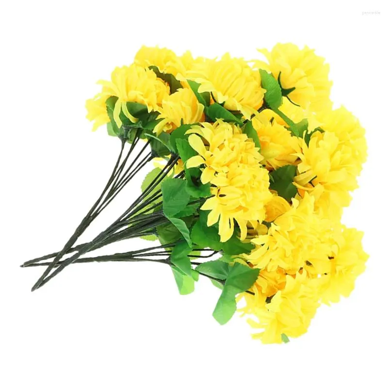 Decoratieve bloemen 4 Bundel kunstmatige boeket begraafplaats chrysanthemum decor decoraties voor ernstige zijden doek offer nep grafsteen