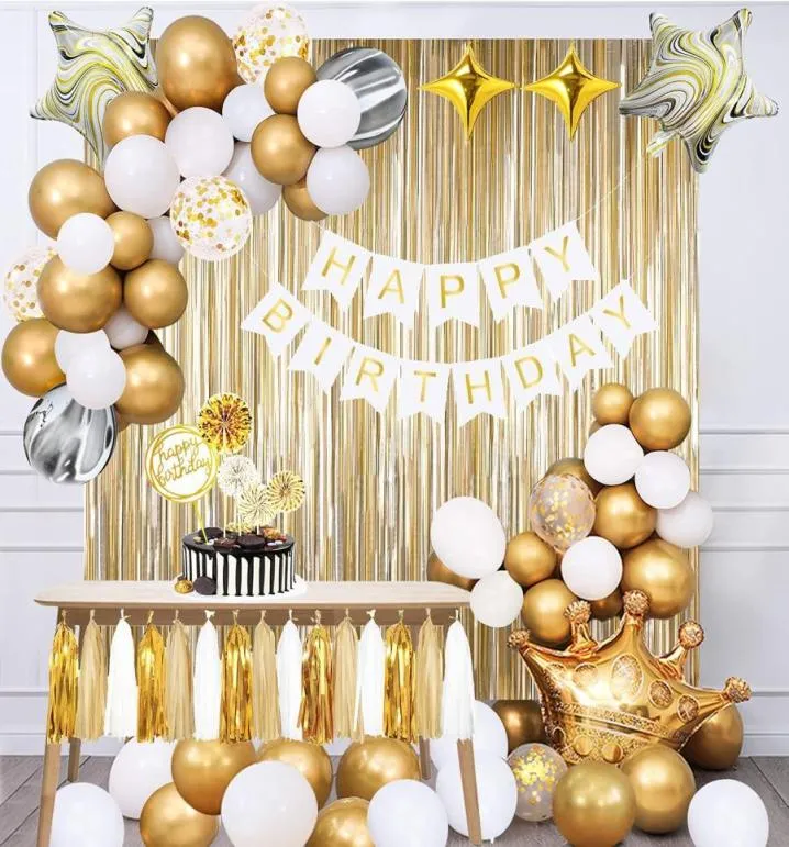 Decorações de festa de aniversário definidas com caçadores de bolo de banner de aniversário para meninas homens homens crianças Baby8506134