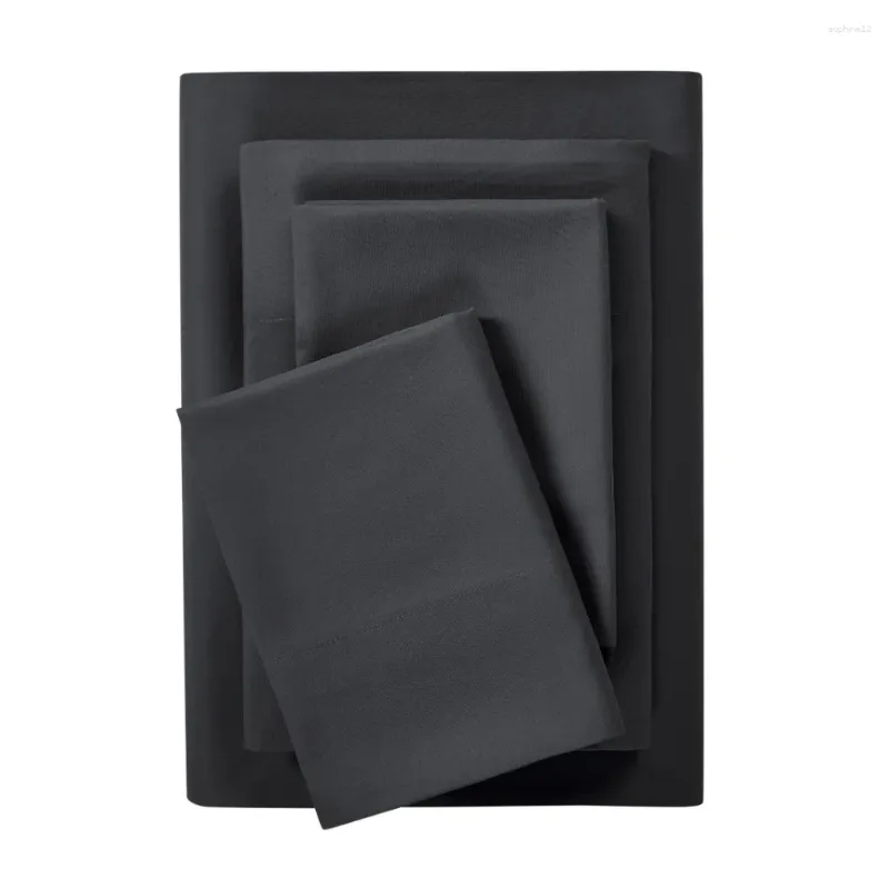 Beddengoed sets comfort chill microveiber laken set volledig rijk zwart 4 -stukje