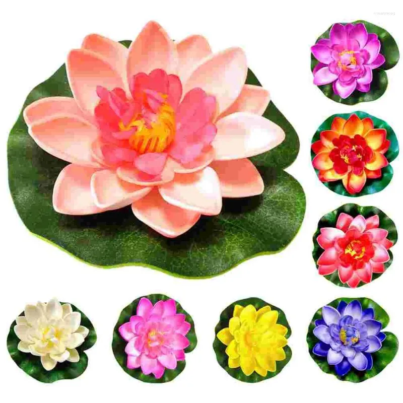 Dekorativa blommor 8 PCS Artificial Lotus Lily Plants Water Pool Floating Lotuses Plastic Pond Simulation